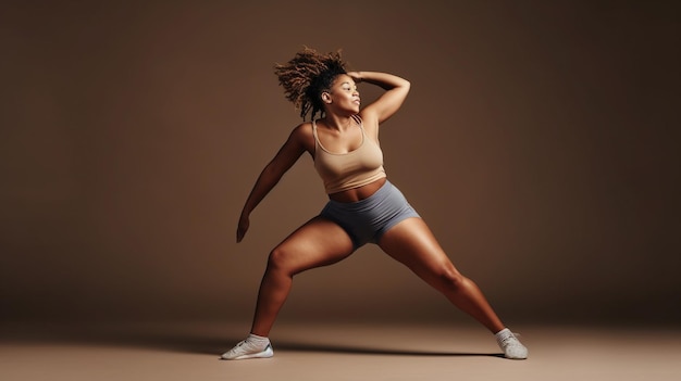 Jeune femme exécutant la danse moderne ai générative