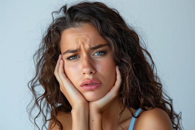 Photo une jeune femme avec une expression anxieuse sur son visage