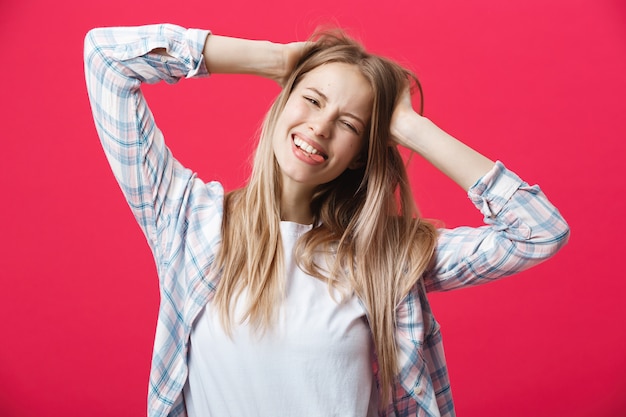 Jeune femme, à, expressions