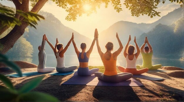 une jeune femme faisant du yoga dans la nature une femme faisant du Yoga pratiquant des leçons de Yoga dans la nature