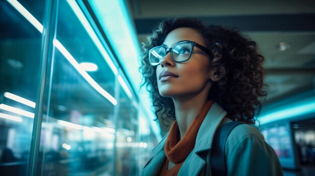 Photo une jeune femme fait ses courses dans un supermarché.