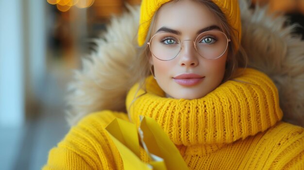 Une jeune femme heureuse et à la mode.