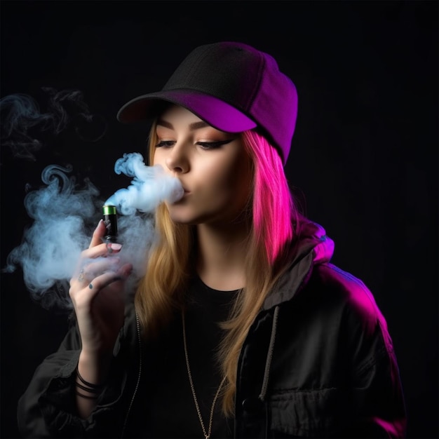 Jeune femme hipster qui vapote