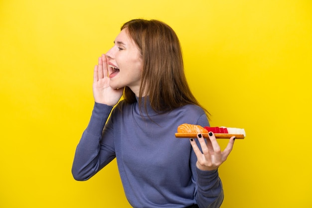 Jeune, femme, isolé, fond