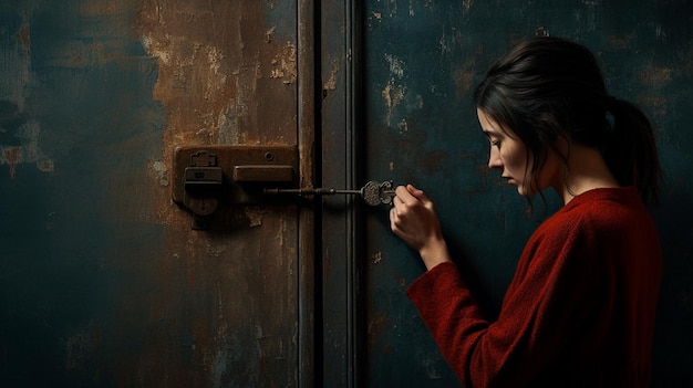 jeune femme avec une lanterne dans la nuit