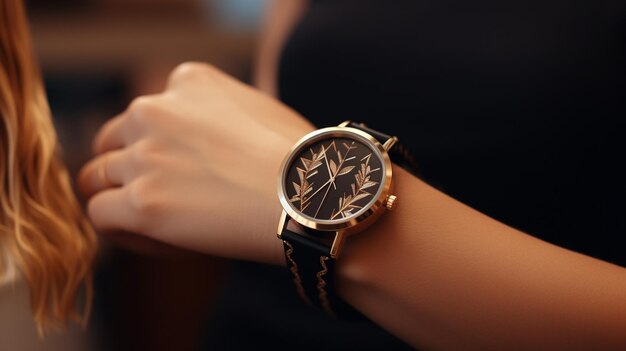 Photo jeune femme montre dans les mains