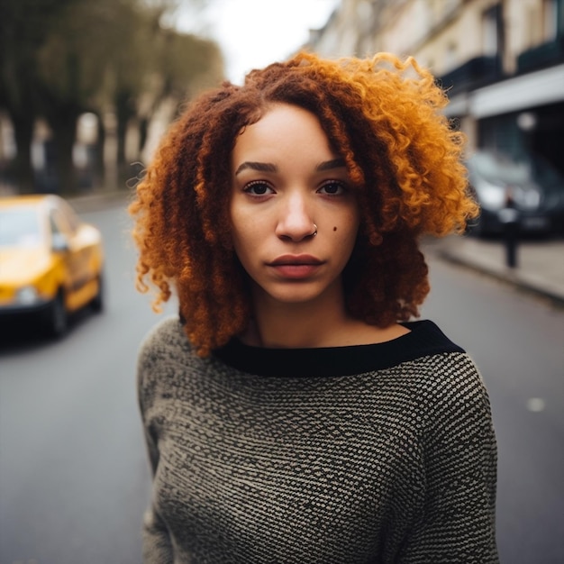 Jeune femme multiethnique ai générative posant à l'extérieur