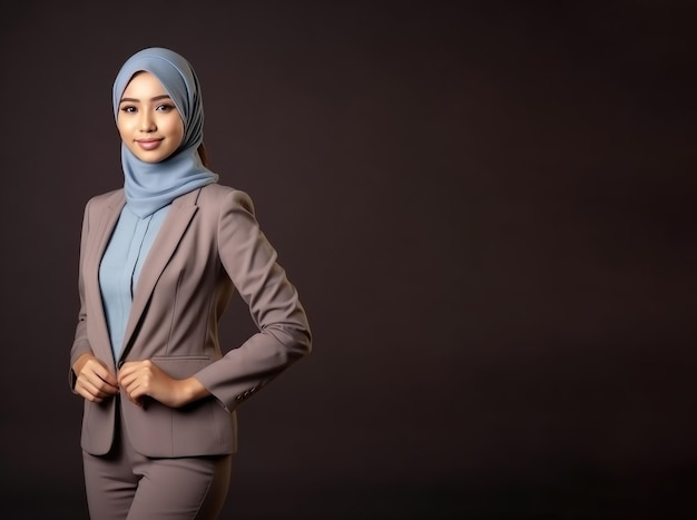 Jeune femme musulmane belle vêtements à la mode dans le bureau arrière-plan isolé