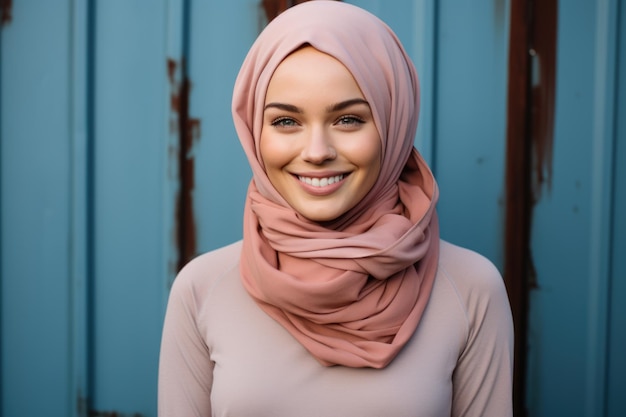 jeune femme musulmane en hijab et sourit