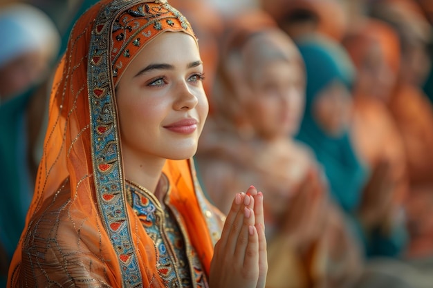 Photo une jeune femme musulmane pendant les vacances de l'eid al-adha