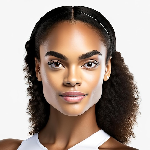 Jeune femme avec une peau idéale pour les produits de beauté IA générative