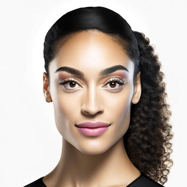 Photo jeune femme avec une peau idéale pour les produits de beauté ia générative