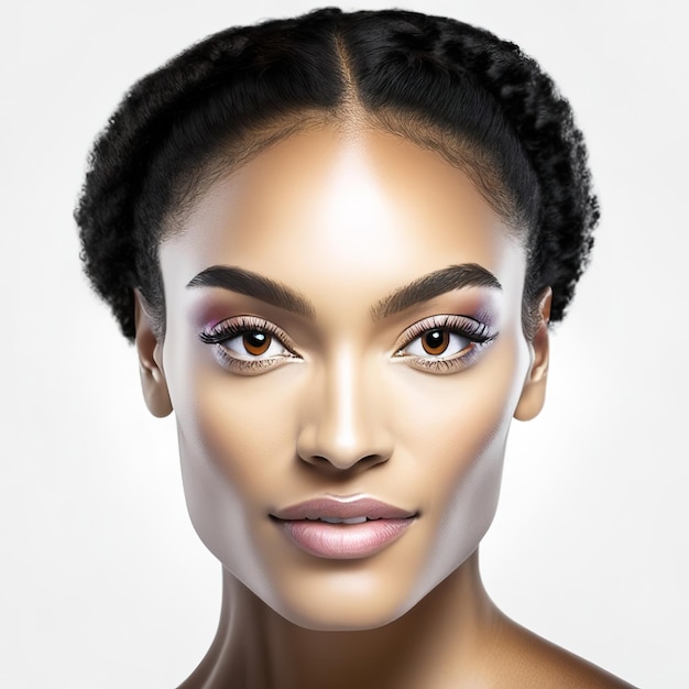 Jeune femme avec une peau idéale pour les produits de beauté IA générative