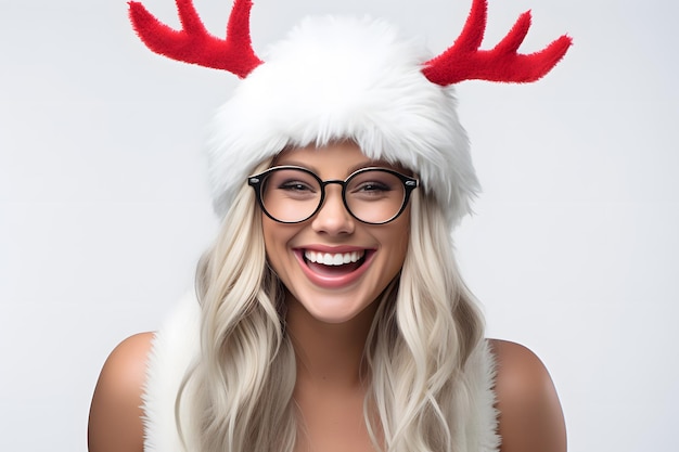 Photo une jeune femme portant un chapeau avec des cornes de cerf