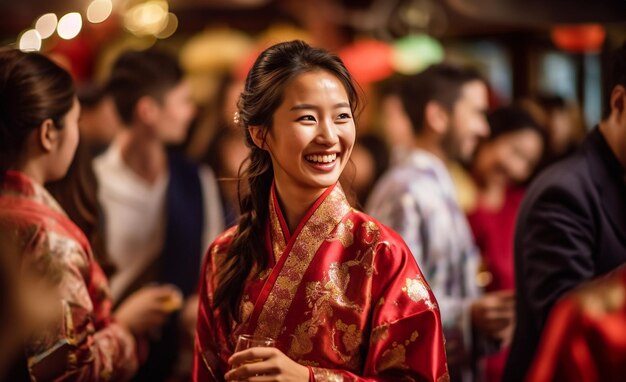 Jeune femme portant un kimono traditionnel de style japonais lors d'une fête traditionnelle JapanYoung beau