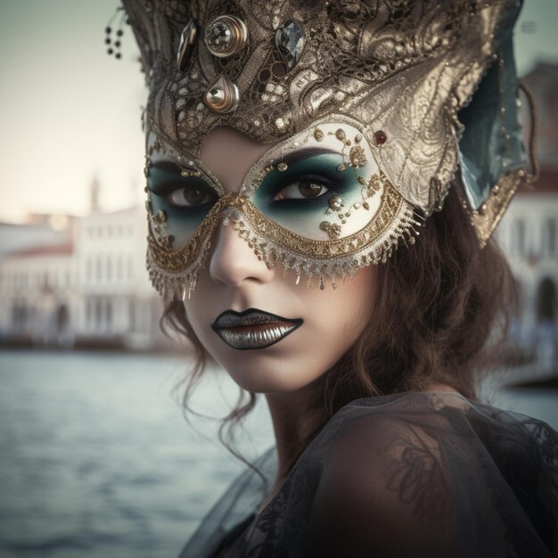 une jeune femme portant le masque de carnaval