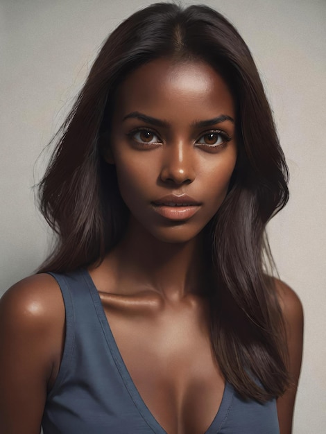 jeune femme portrait de beauté cheveux longs avec maquillage polaroid style photo publicité de beauté