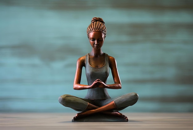 jeune femme en pose de yoga dans le style de pourpre clair et d'azur