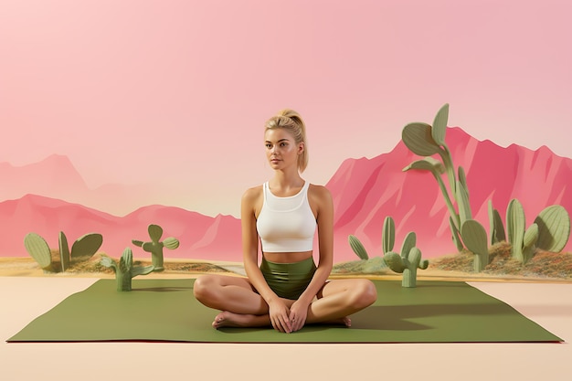 Une jeune femme pratiquant le yoga sur un tapis d'exercice
