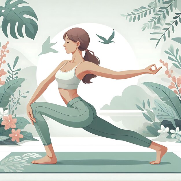 Une jeune femme pratique le yoga Pratique physique et spirituelle Illustration vectorielle