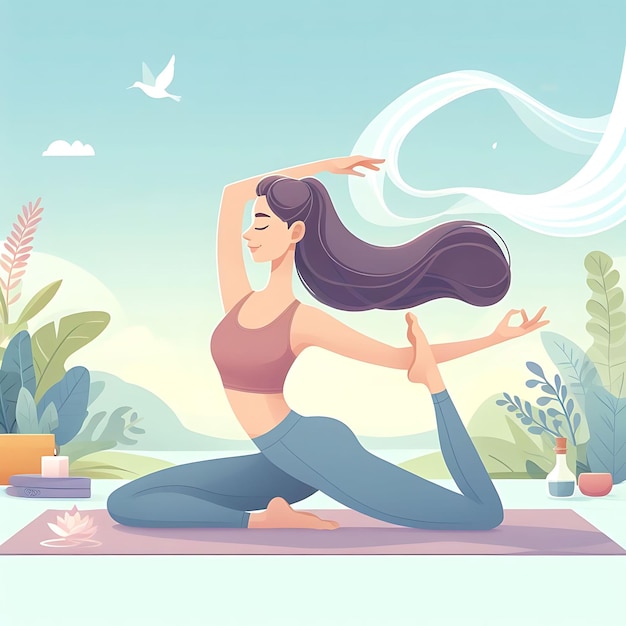 Une jeune femme pratique le yoga Pratique physique et spirituelle Illustration vectorielle