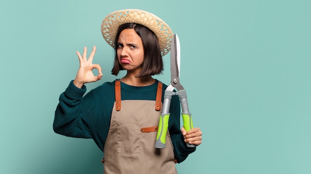 Jeune femme pré. concept d'agriculteur