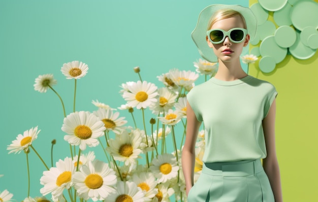 Photo jeune femme et printemps et été couleurs vives