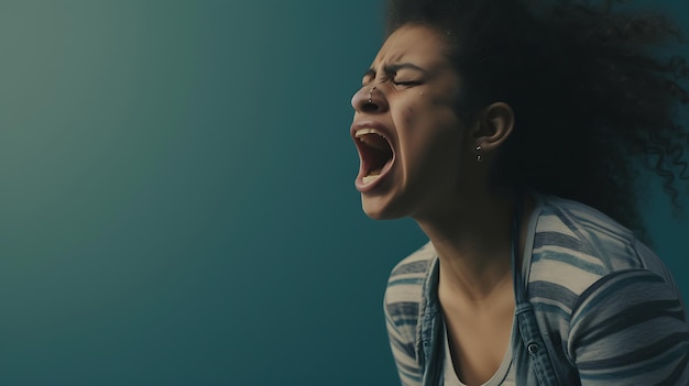 Une jeune femme qui crie et crie.