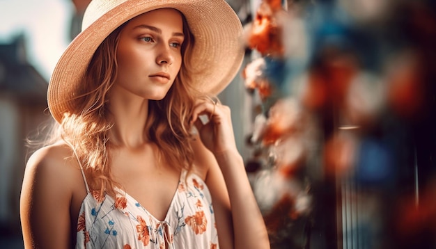 Une jeune femme respire la confiance dans les vêtements d'été à la mode générés par l'IA