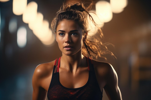 Jeune femme s'entraînant pour l'endurance de la détermination du marathon belle lumière photographe primé