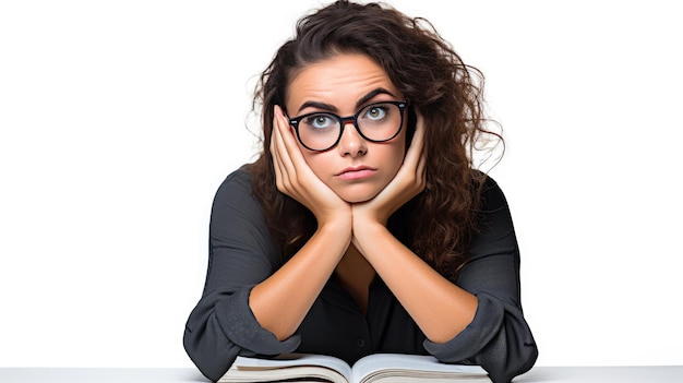 La jeune femme se concentre sur le livre.