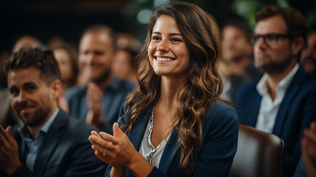 une jeune femme avec ses bras applaudissant