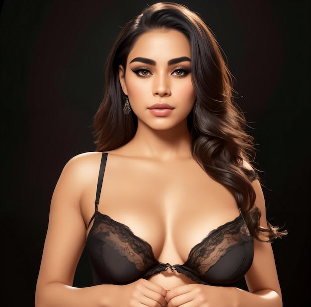 Une jeune femme sexy dans un soutien-gorge noir