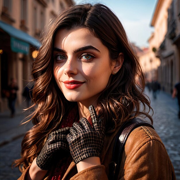 Photo une jeune femme souriante et amicale portant des gants est un article de mode.