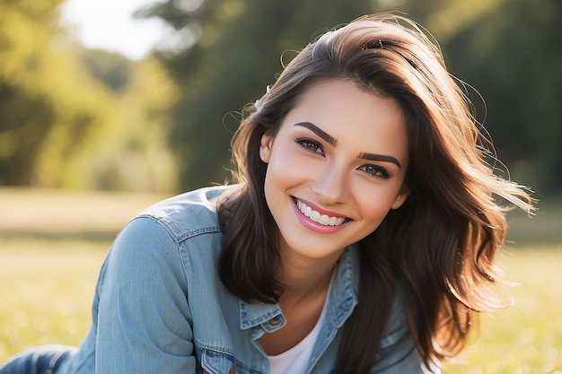 Photo une jeune femme souriante.