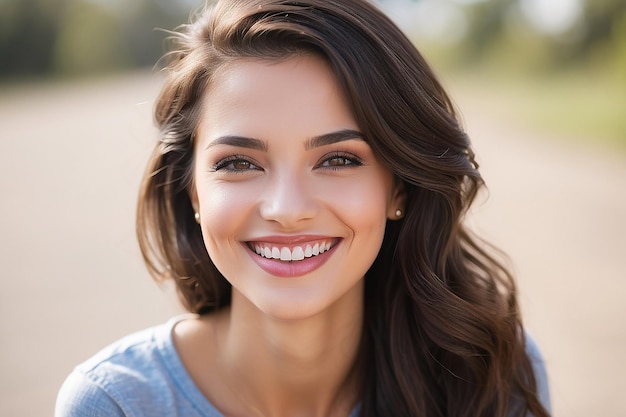 Une jeune femme souriante.