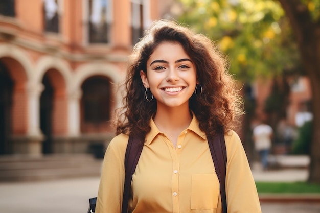 Une jeune femme souriante.