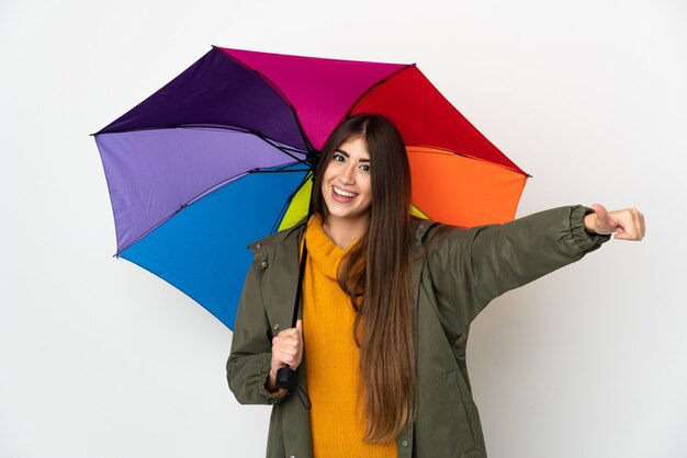 Jeune femme, tenir parapluie