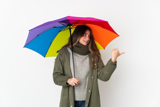 Jeune femme, tenir parapluie