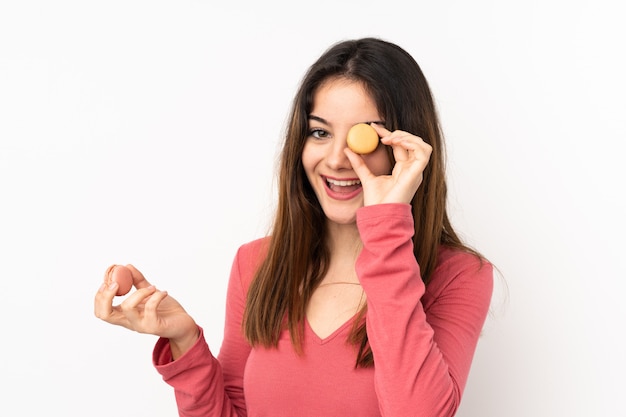 Jeune, femme, tenue, macarons