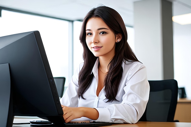 Jeune femme travaillant dans un bureau d'affaires moderne