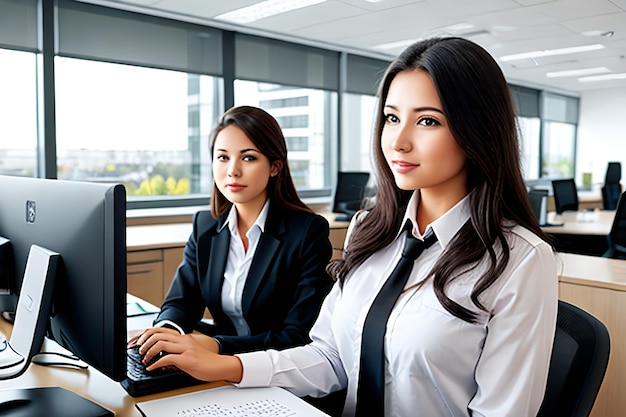 Jeune femme travaillant dans un bureau d'affaires moderne