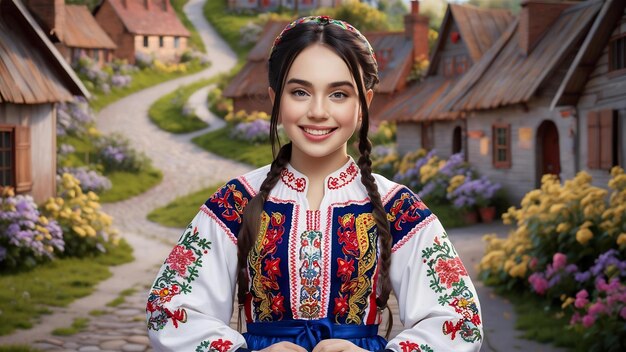 Photo une jeune femme ukrainienne en vyshyvanka traditionnelle