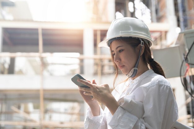 Une jeune femme utilisant un téléphone portable