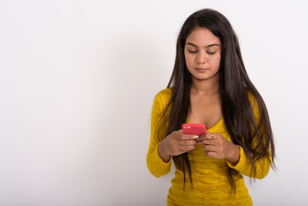 Jeune femme, utilisation, téléphone portable