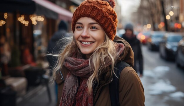 Jeune femme en vacances d'hiver