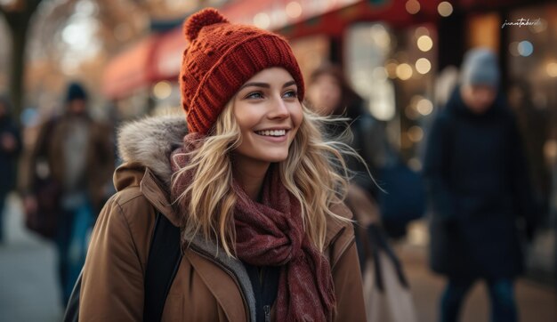 Jeune femme en vacances d'hiver