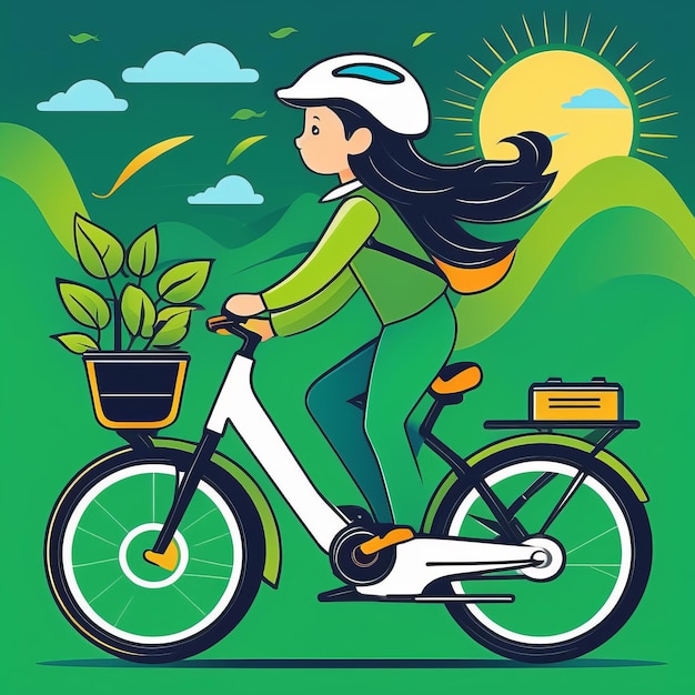 une jeune femme à vélo dans la ville illustration vecteur eps8 une jeune femme a vélo dans le