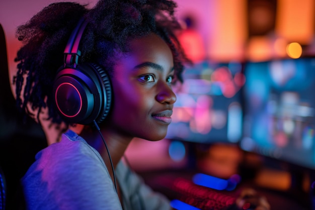 Une jeune fille africaine immergée dans le monde des jeux vidéo professionnels.