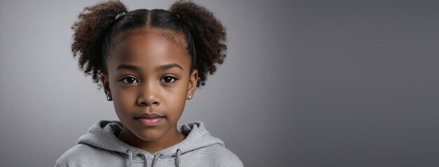 Une jeune fille afro-américaine isolée sur un fond argenté avec un espace de copie